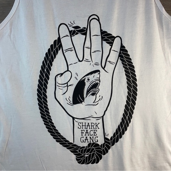 SHARK FACE GANG T-shirt Tank Top XL White Cotton Macklemore Ryan Lewis Brand New - Picture 6 of 7